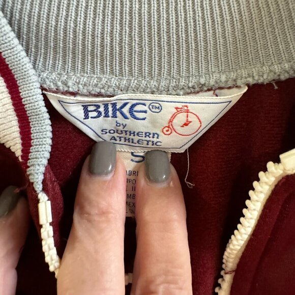 Vintage Bike by Southern Athletic Burgundy Satin ( Poly) Bomber Jacket, Size S - Picture 3 of 8